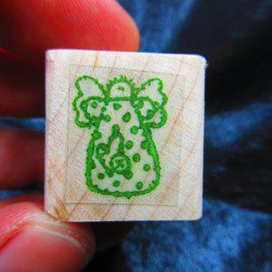 Angel Rubber Wood Mounted Stamp 1" X 1"